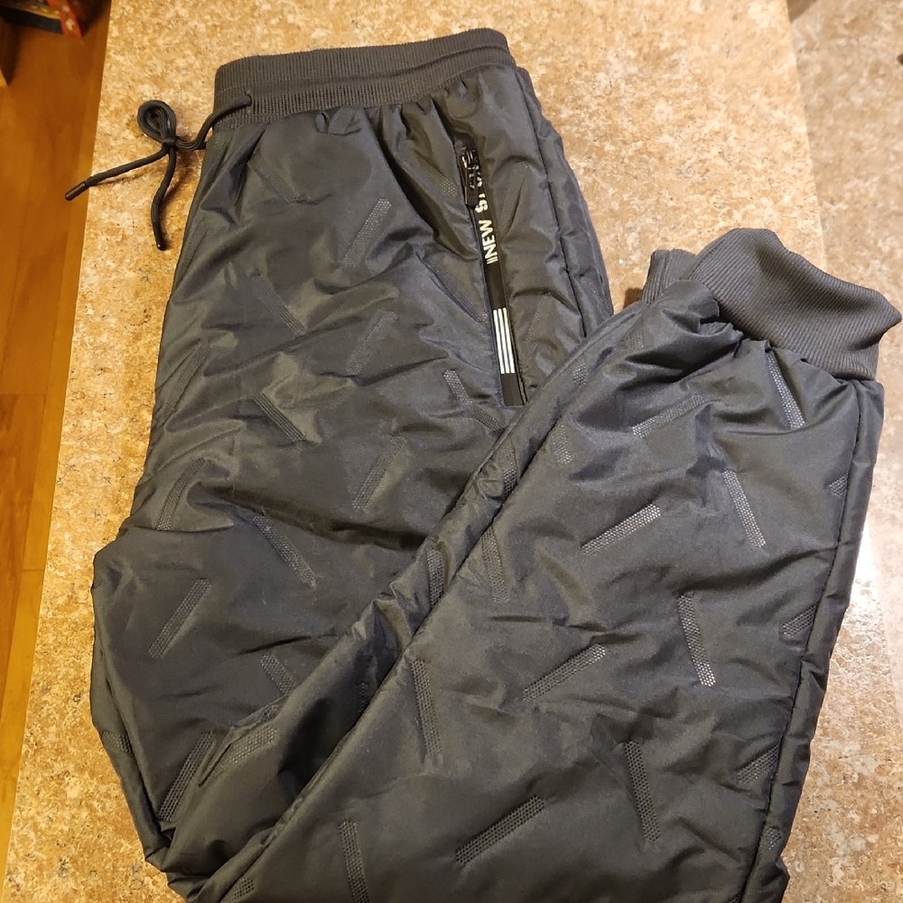 Polarsupply Fleece Pants, Unisex Fleece Lined Waterproof Pants, Warm Fuzzy Jogge